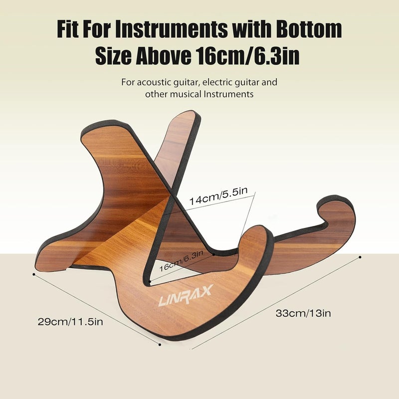 LINRAX GS1 Guitar Stand Floor, Universal Wooden Stand X-Frame, Guitar Holder with Soft Rubber for Acoustic Guitar Classical Guitar Electric Guitar Bass Ukulele Mandolin and More, Guitar Accessories - Image 2